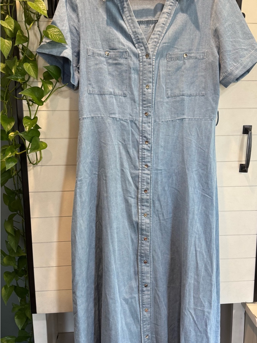 entro Light Blue Denim Button-Down Maxi Dress